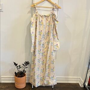 Ganni Crinkled Floral Dress in Rutabaga